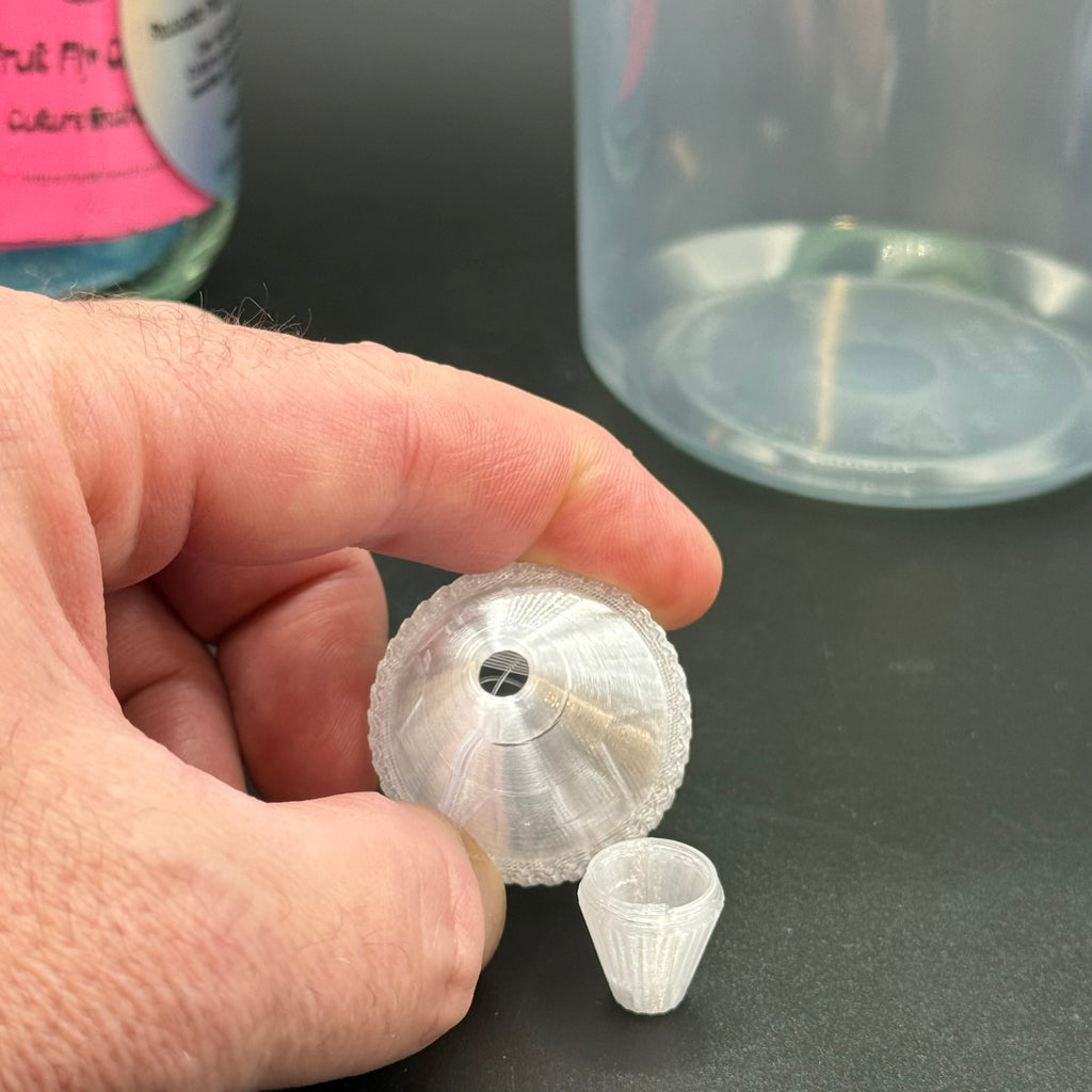 Feeder Nozzle Attachment for Fruit Fly Culture Jars and Lids