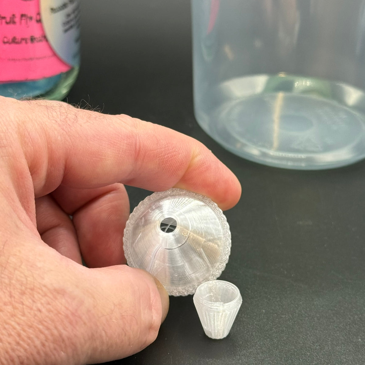 Feeder Nozzle Attachment for Fruit Fly Culture Jars and Lids